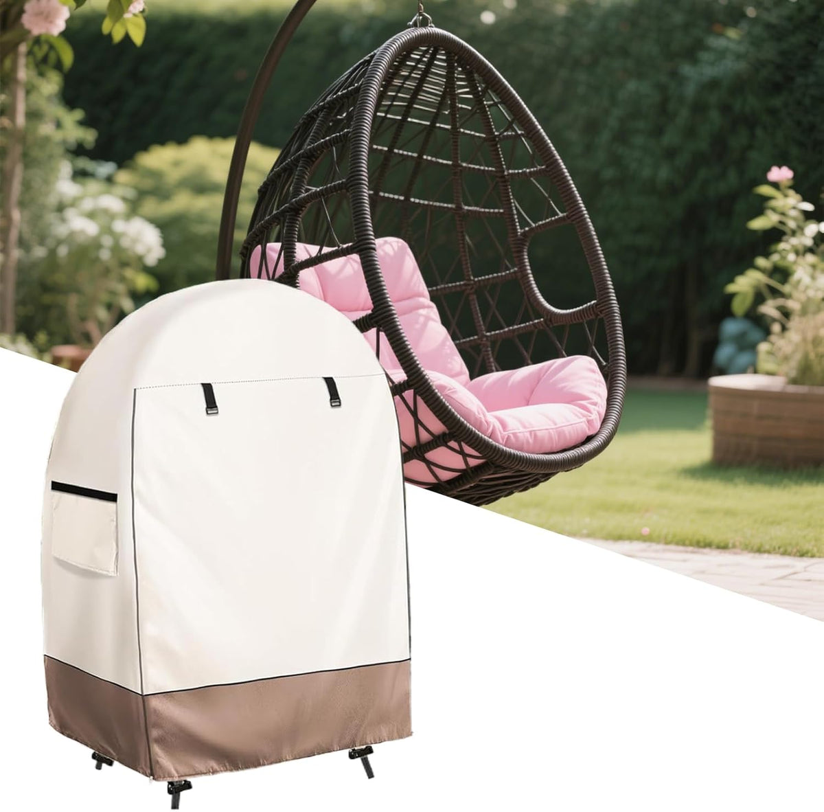 Waterproof Egg Chair Cover with Double Zipper