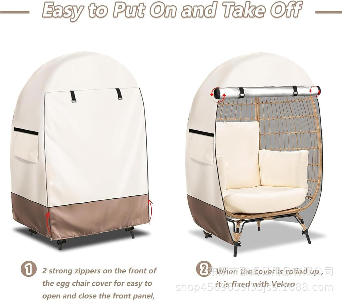 Waterproof Egg Chair Cover with Double Zipper