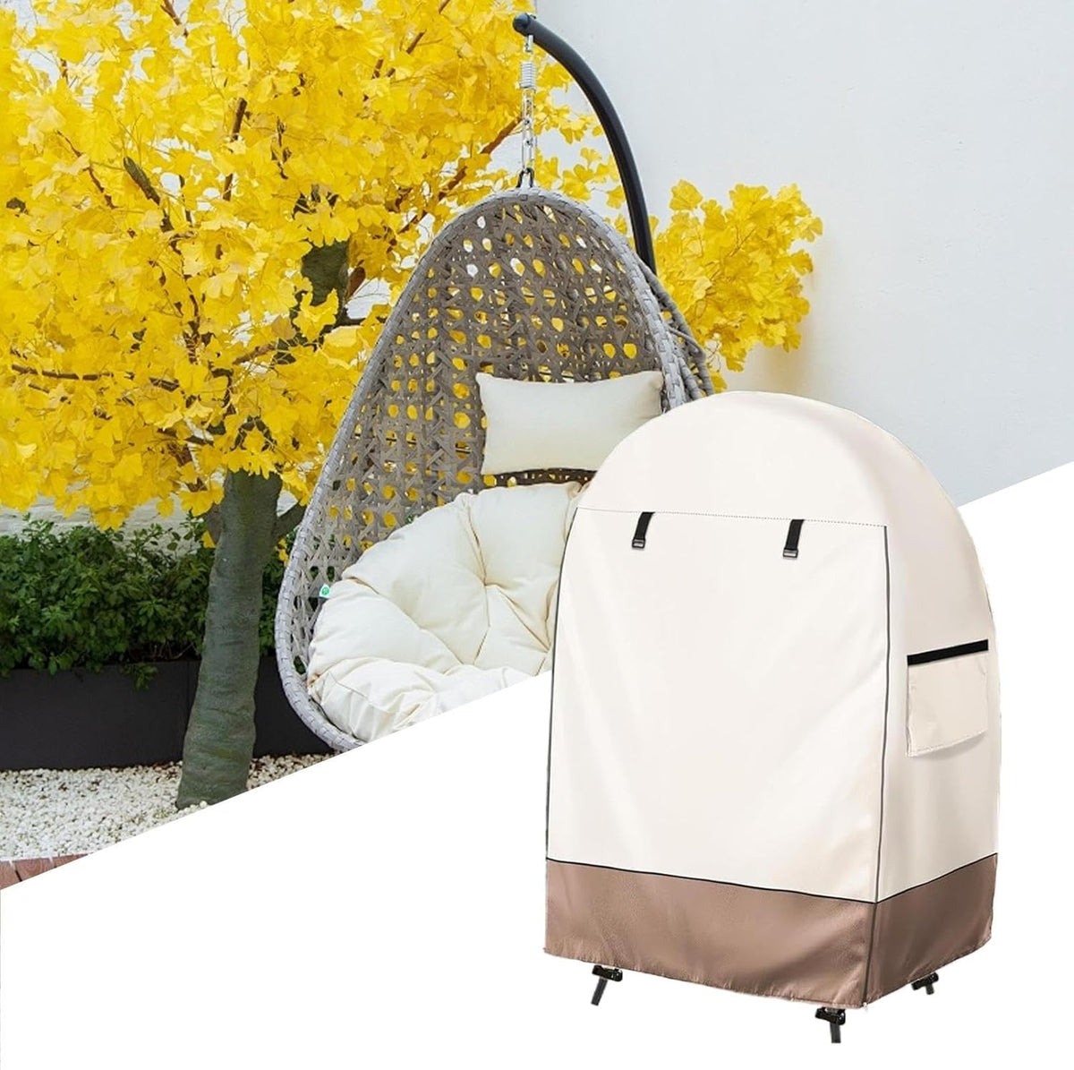 Waterproof Egg Chair Cover with Double Zipper