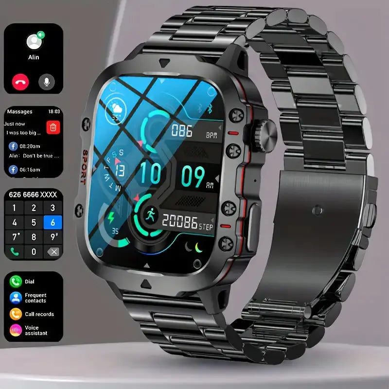 Waterproof Outdoor Smartwatch - Adventure-Ready Fitness Tracker with Full Health Monitoring