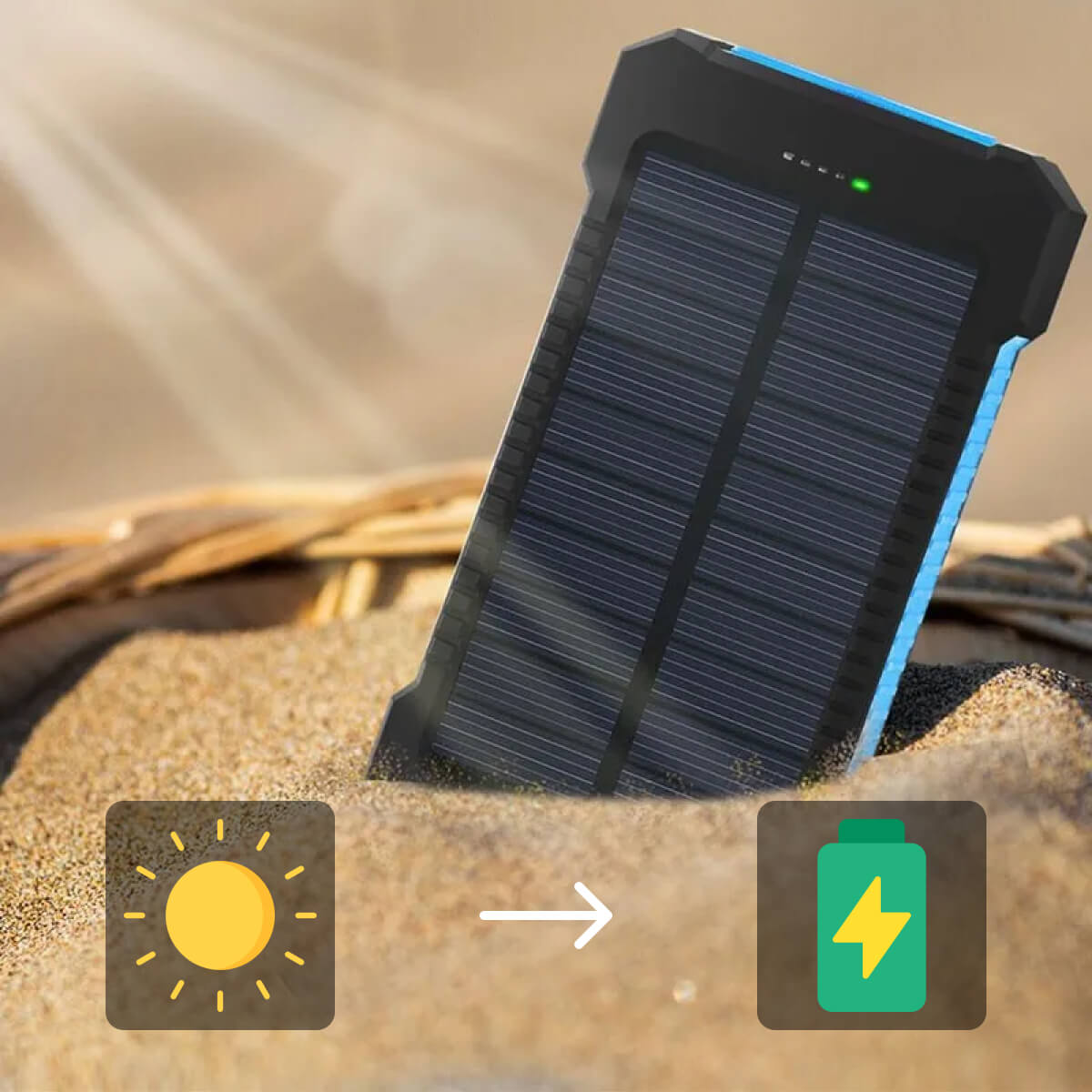 Waterproof Solar Power Bank with Dual USB Ports