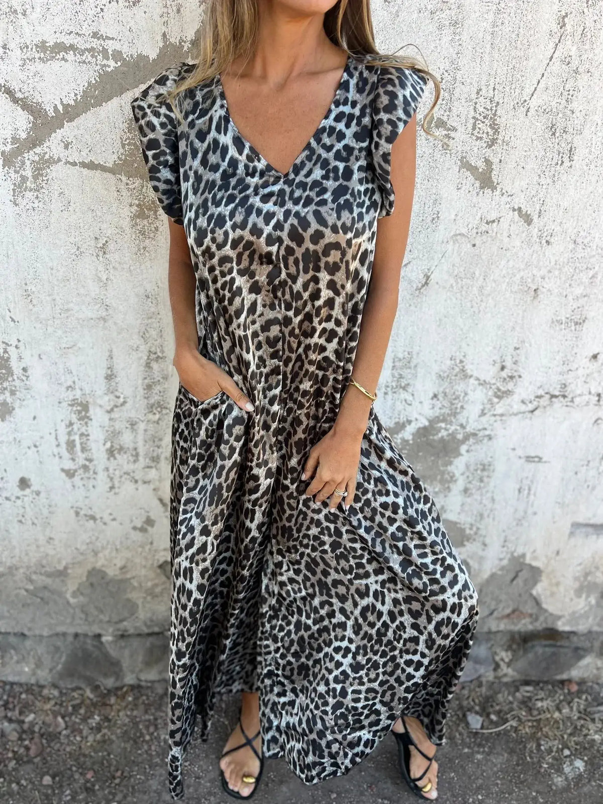 Wide-Leg Leopard Print Jumpsuit