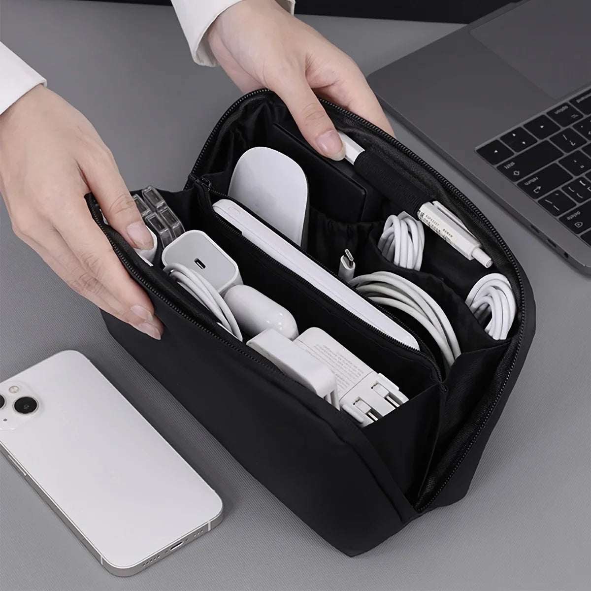 Wide-Opening Tech Organizer