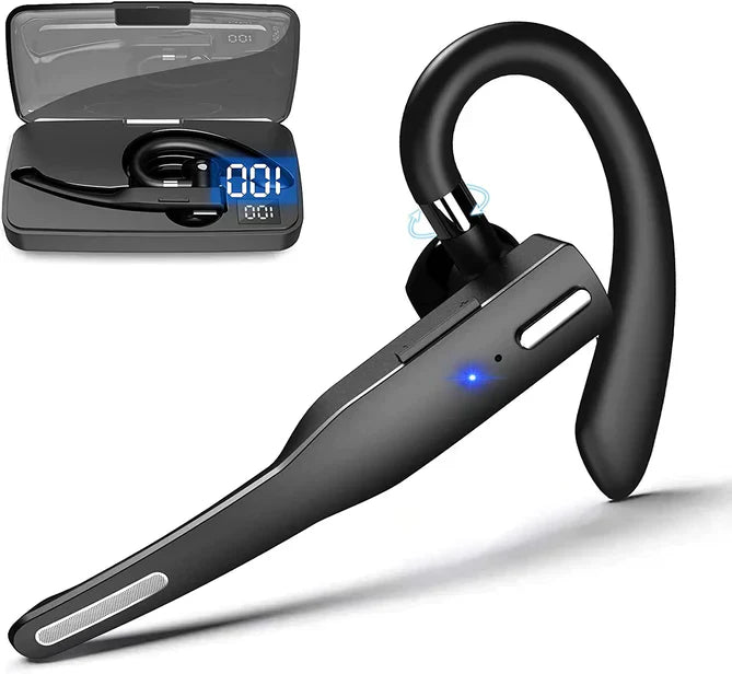 Wireless Bluetooth Headset with Dual Microphones and Long Battery Life – Black