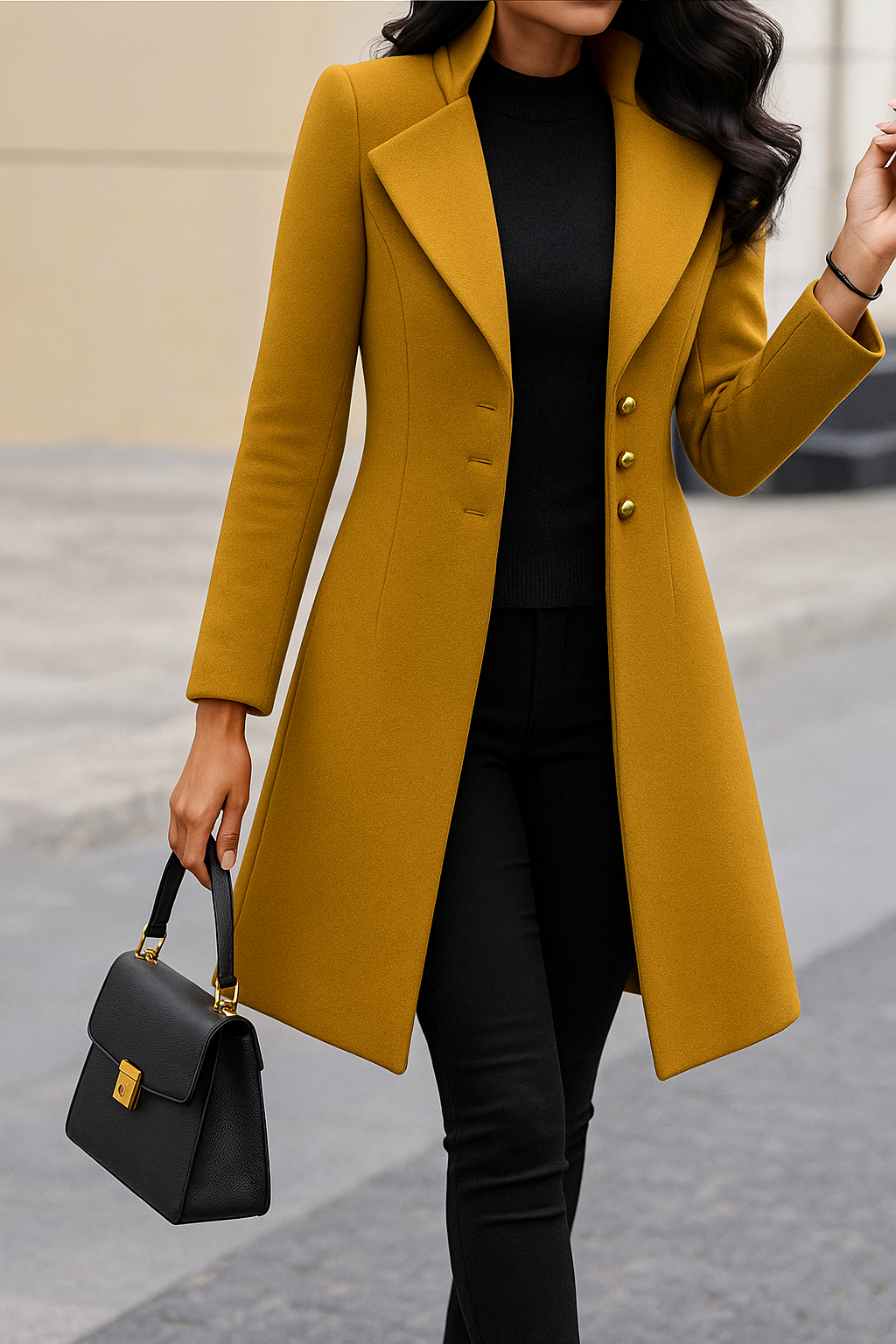 Women's 3-Button Long Coat