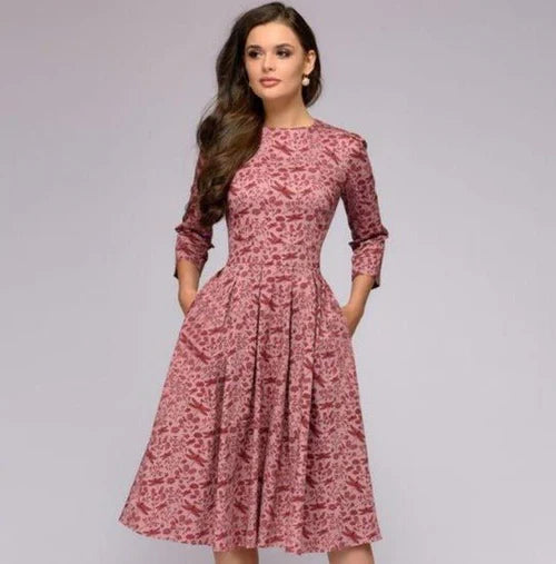 Women's A-Line Midi Dress with Pockets