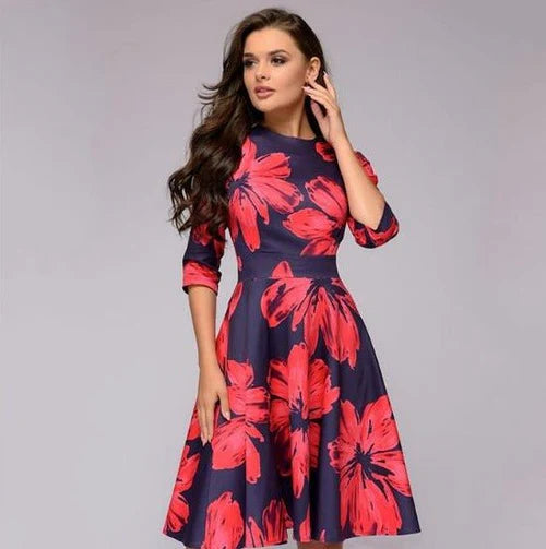 Women's A-Line Midi Dress with Pockets