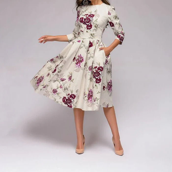 Women's A-Line Midi Dress with Pockets