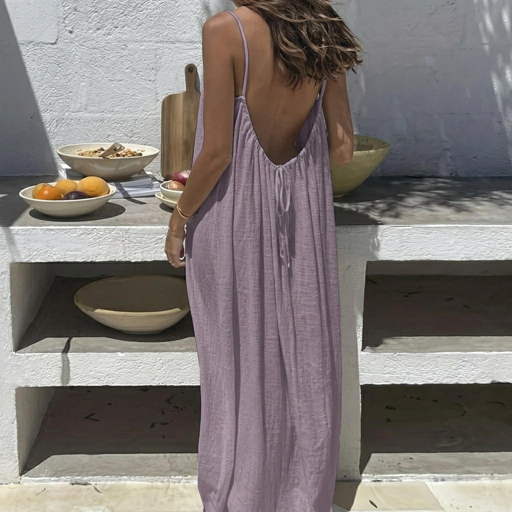 Women's Backless Loose Fit Long Lounge Dress
