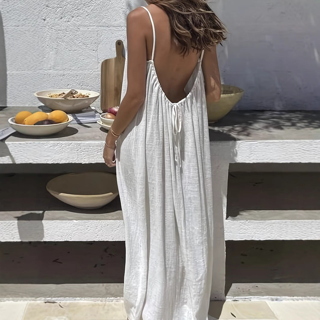 Women's Backless Loose Fit Long Lounge Dress