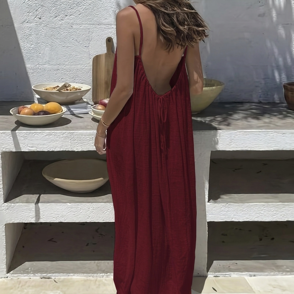 Women's Backless Loose Fit Long Lounge Dress