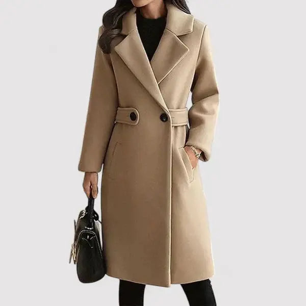 Women's Belted Coat with Statement Buttons