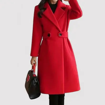 Women's Belted Coat with Statement Buttons