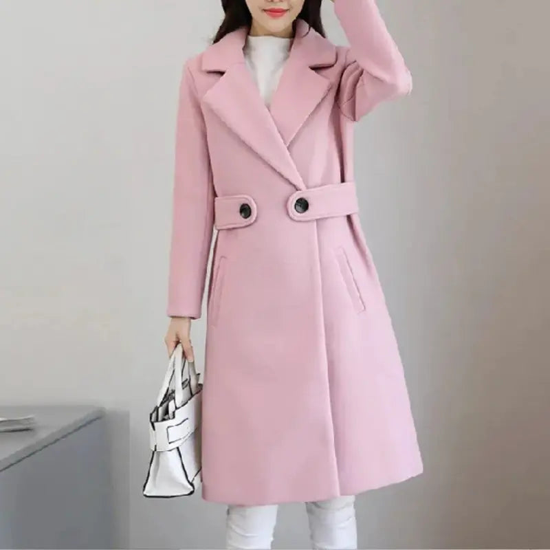 Women's Belted Coat with Statement Buttons