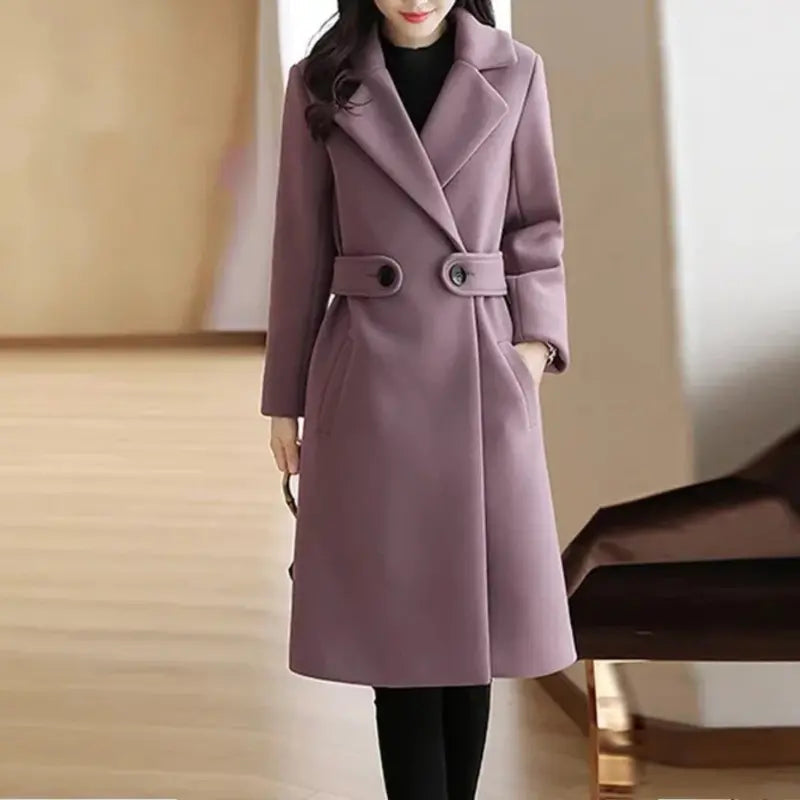Women's Belted Coat with Statement Buttons
