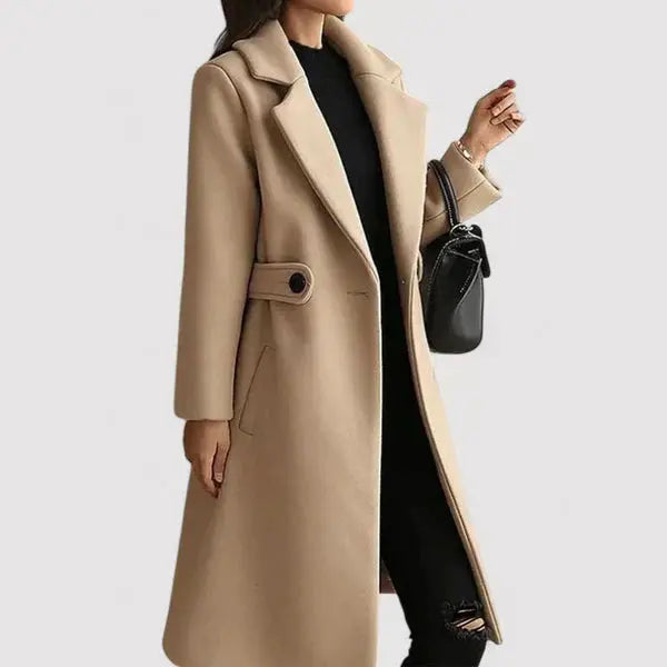 Women's Belted Coat with Statement Buttons