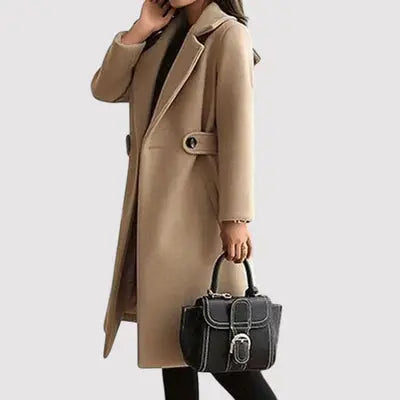 Women's Belted Coat with Statement Buttons