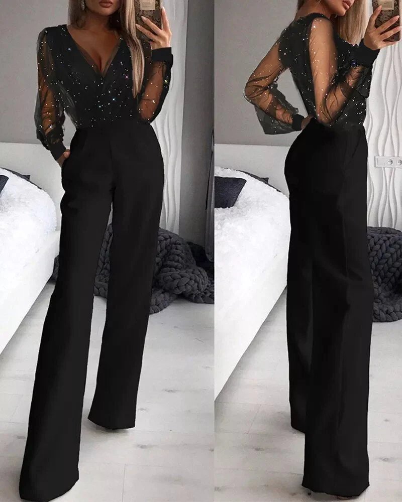 Women's Black Glitter Jumpsuit