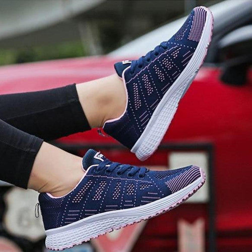 Women's Breathable Casual Sneakers with White Soles