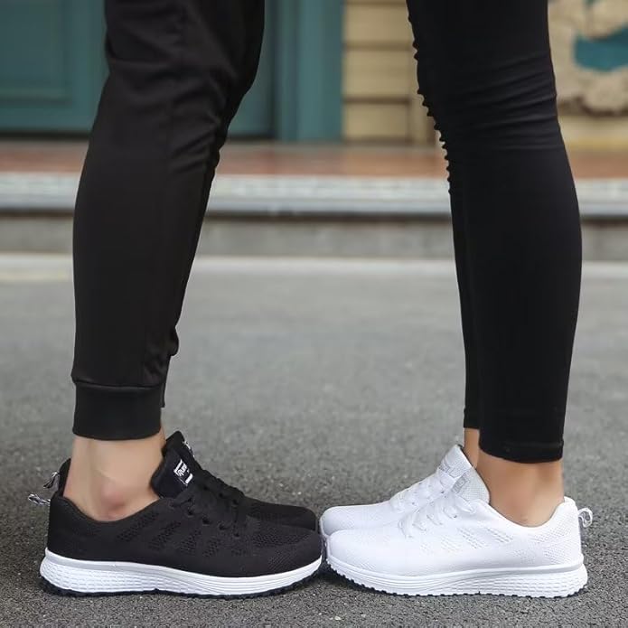 Women's Breathable Casual Sneakers with White Soles