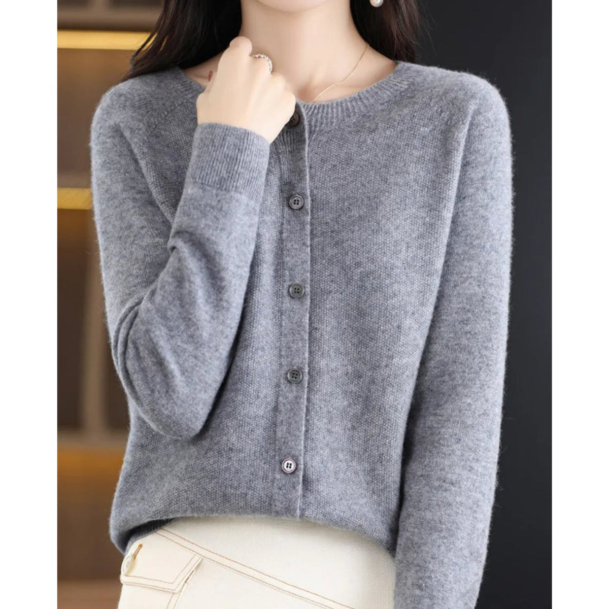 Women's Button-Down Fitted Cardigan