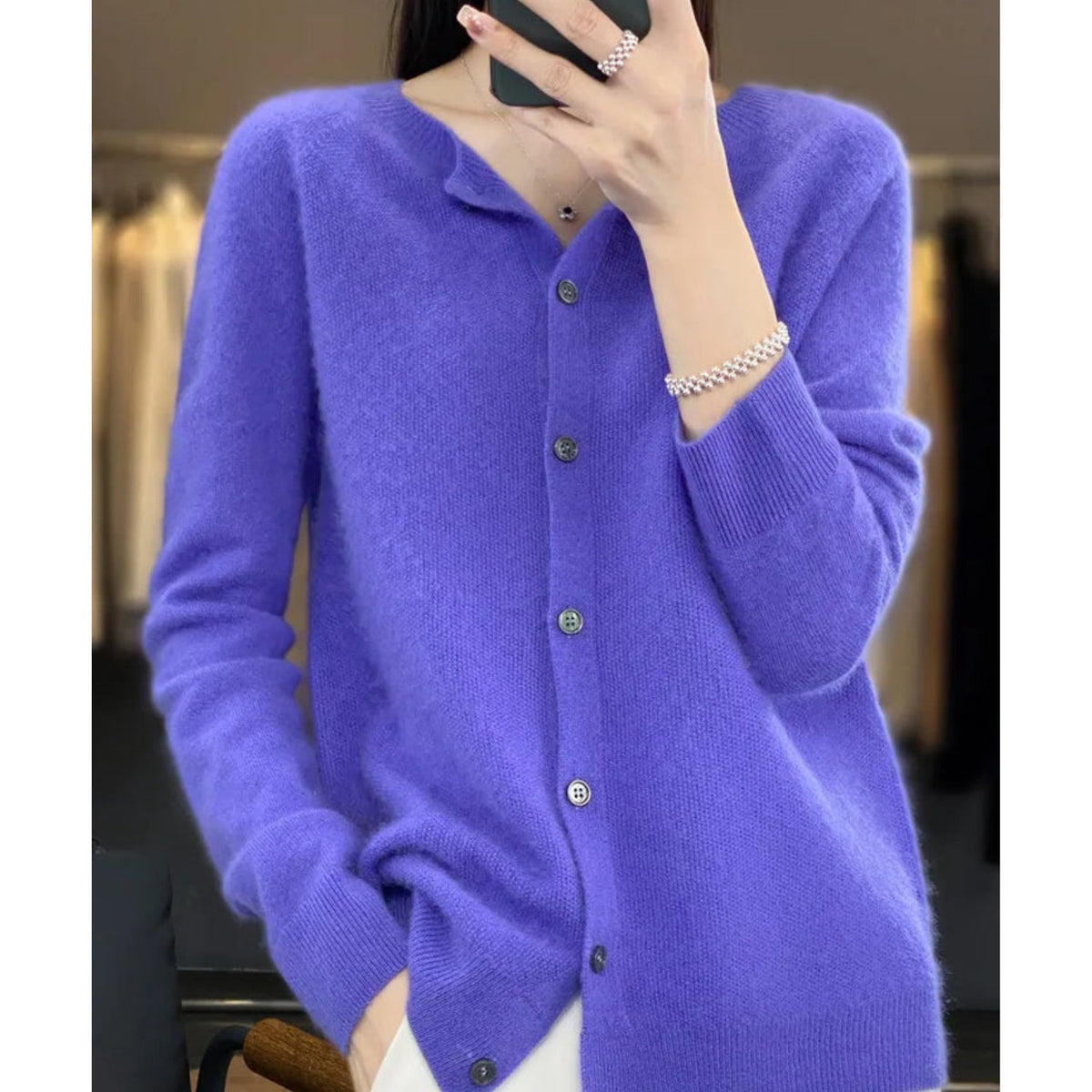 Women's Button-Down Fitted Cardigan