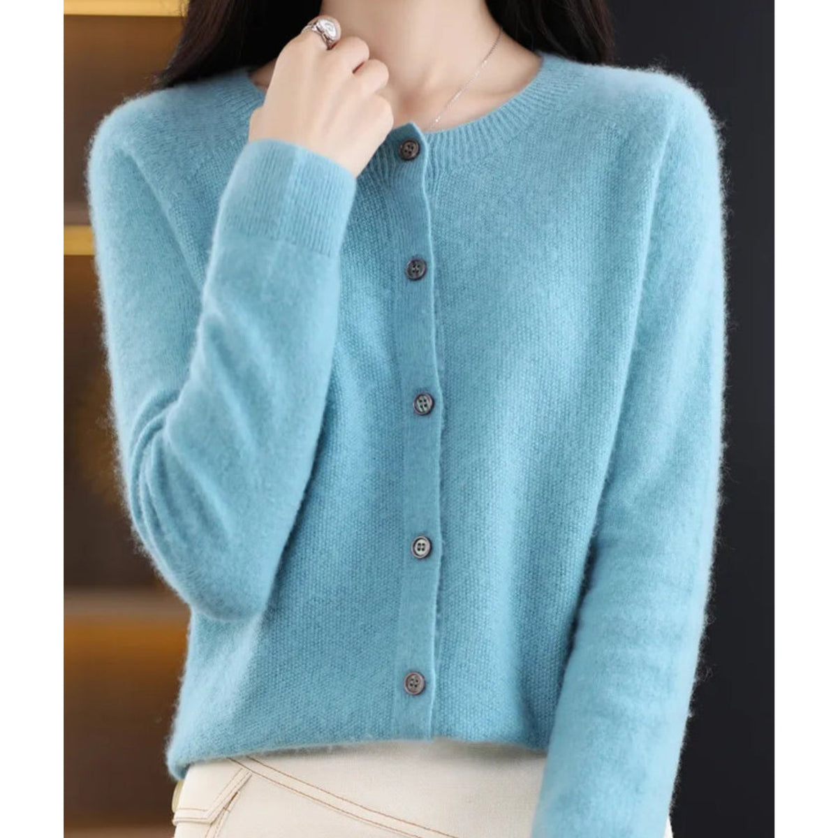 Women's Button-Down Fitted Cardigan