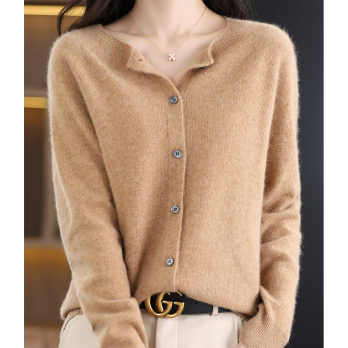 Women's Button-Down Fitted Cardigan