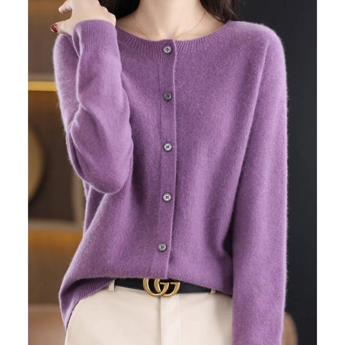 Women's Button-Down Fitted Cardigan