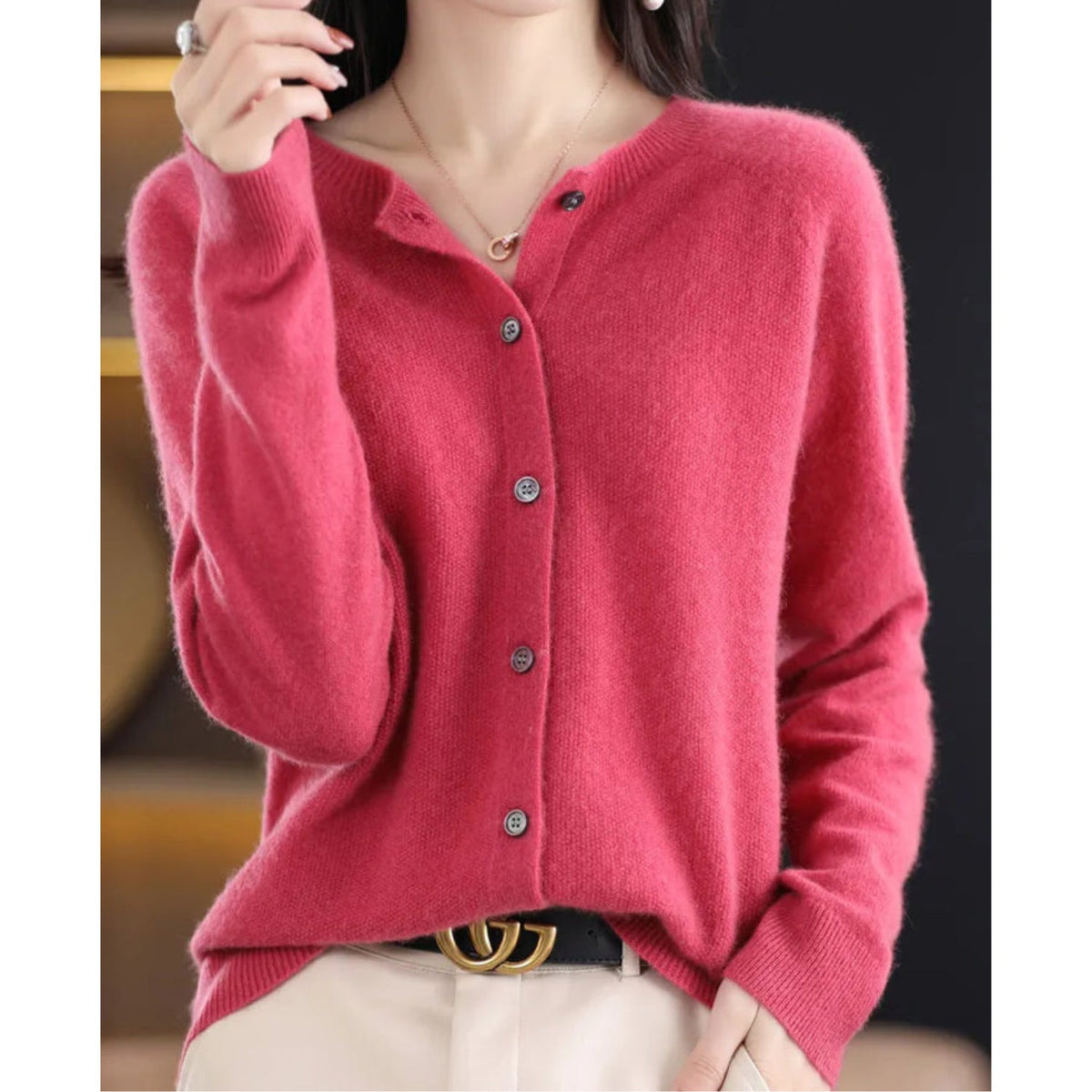 Women's Button-Down Fitted Cardigan