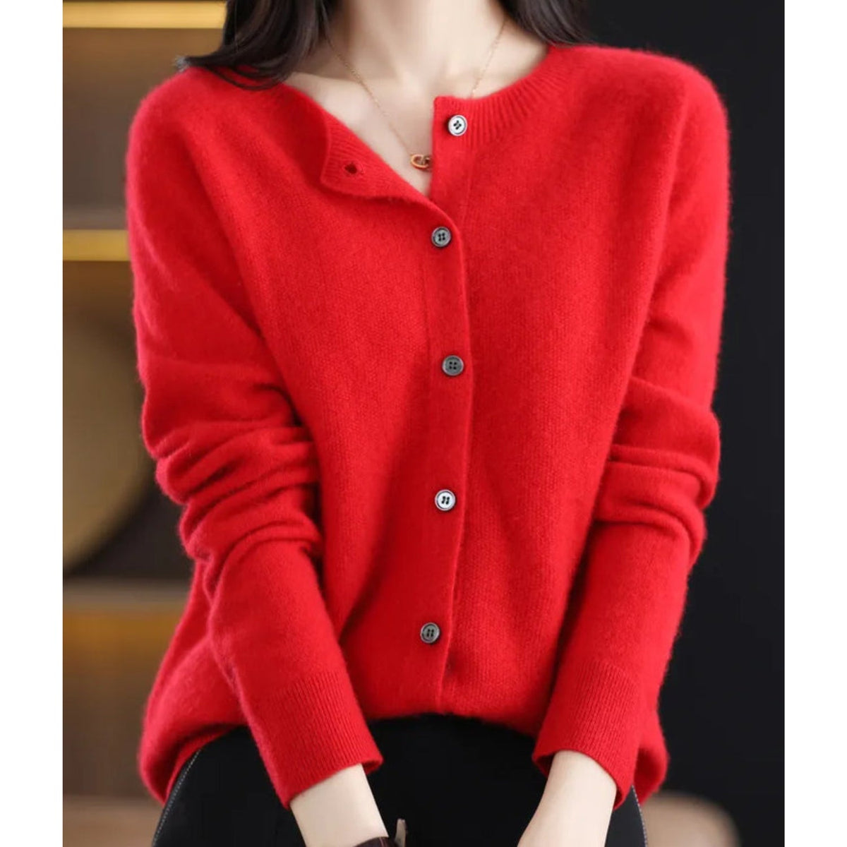 Women's Button-Down Fitted Cardigan