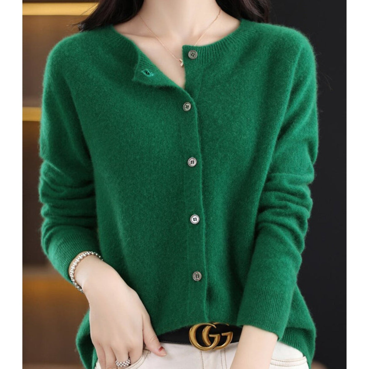 Women's Button-Down Fitted Cardigan