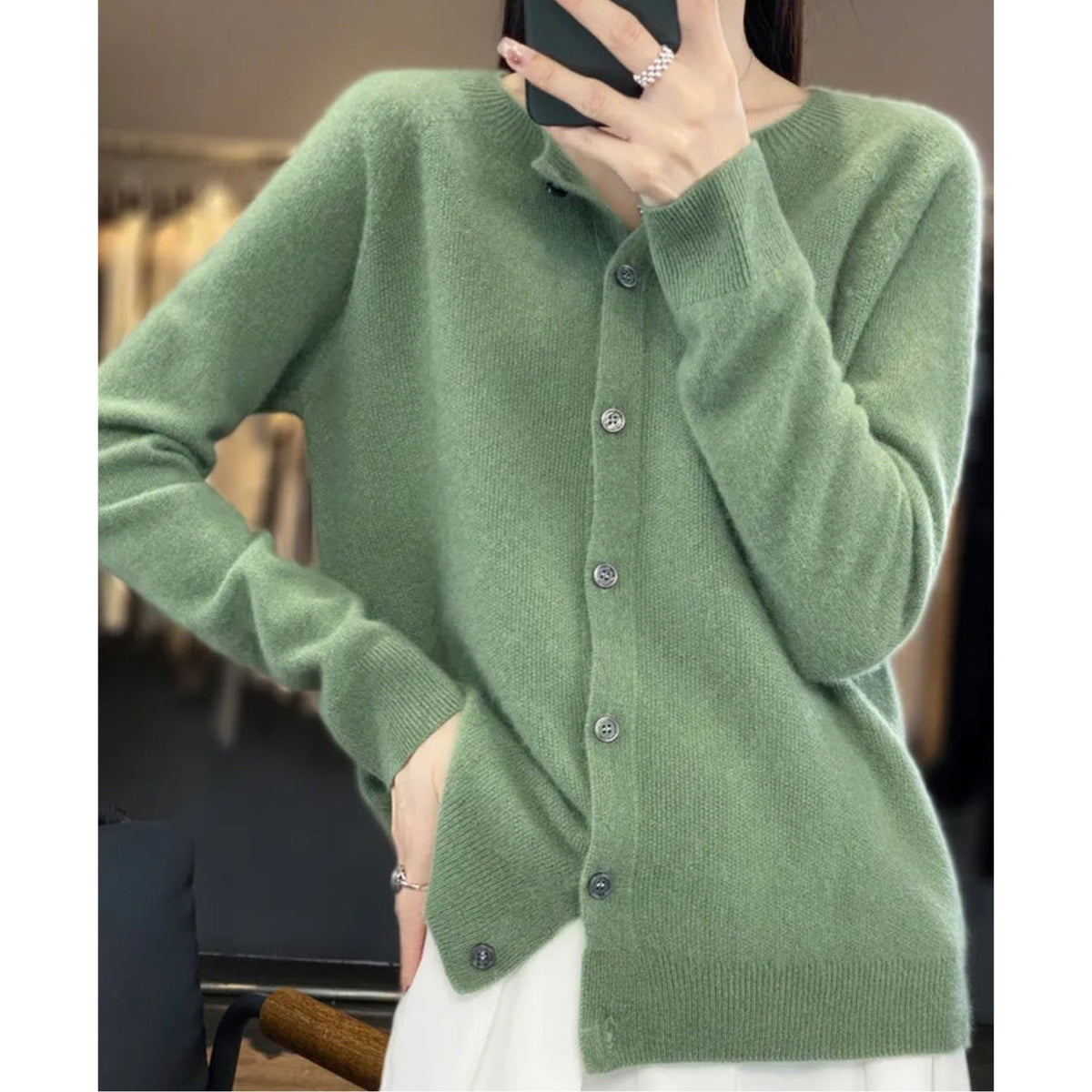Women's Button-Down Fitted Cardigan