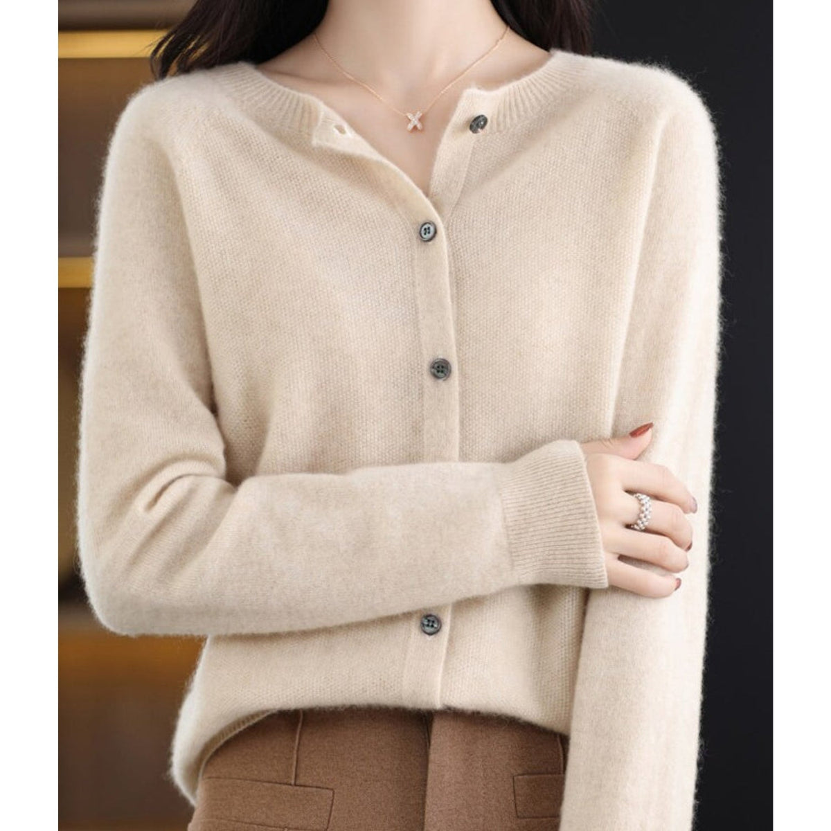 Women's Button-Down Fitted Cardigan