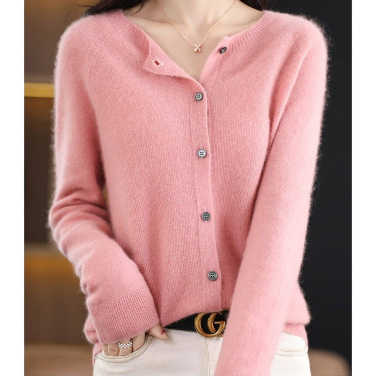 Women's Button-Down Fitted Cardigan