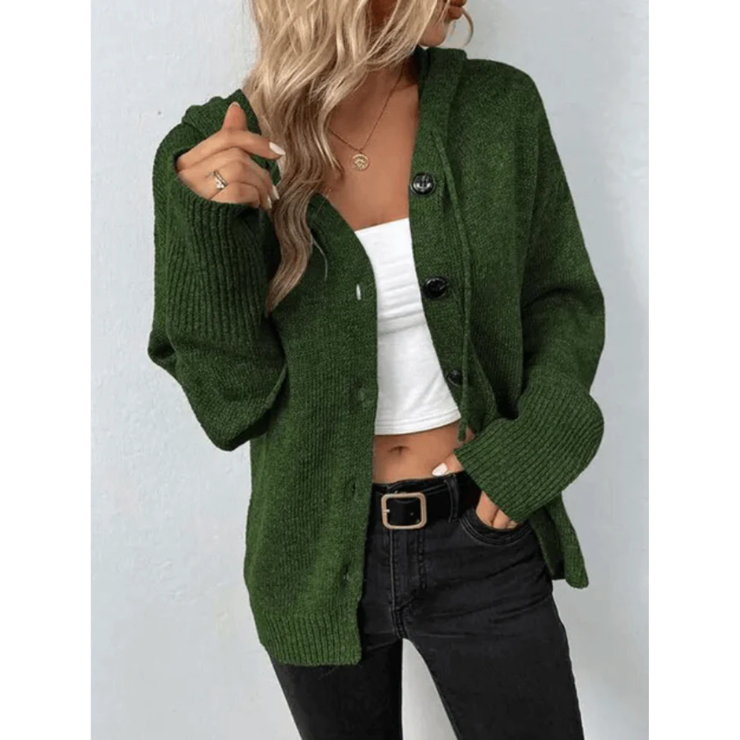 Women's Button-Down Hooded Cardigan