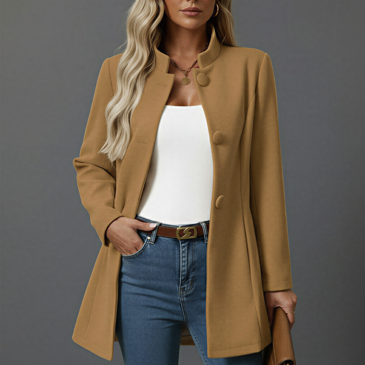 Women's Button-Front A-Line Coat