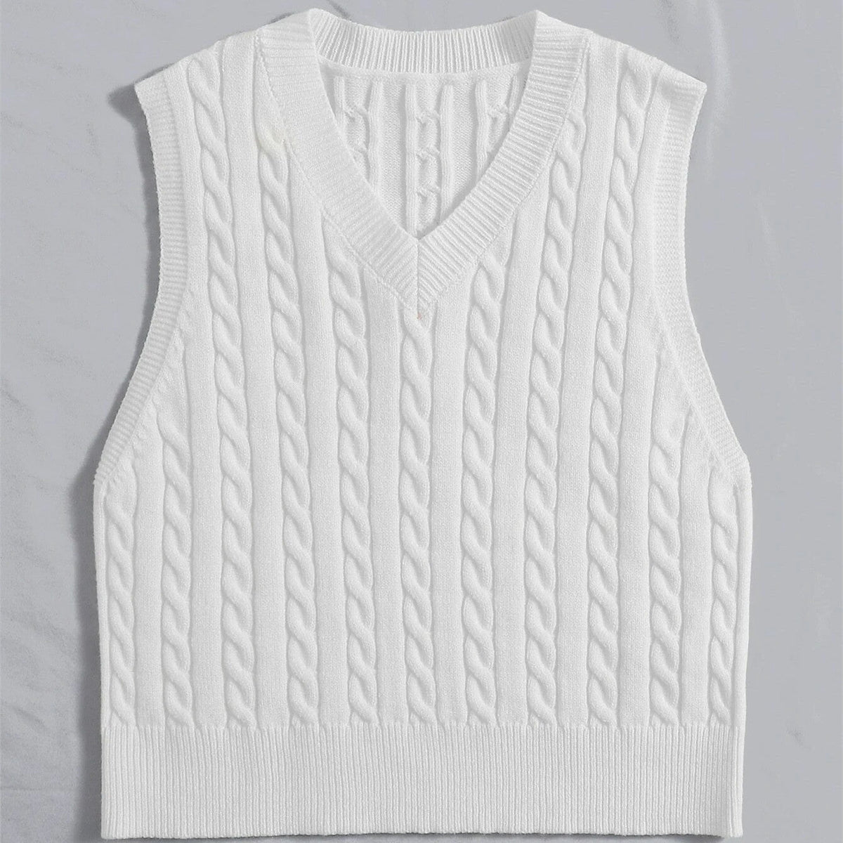 Women's Cable-Knit V-Neck Sweater Vest