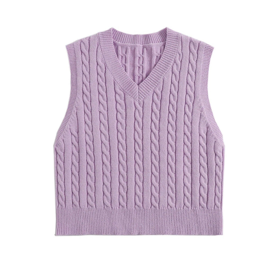 Women's Cable-Knit V-Neck Sweater Vest