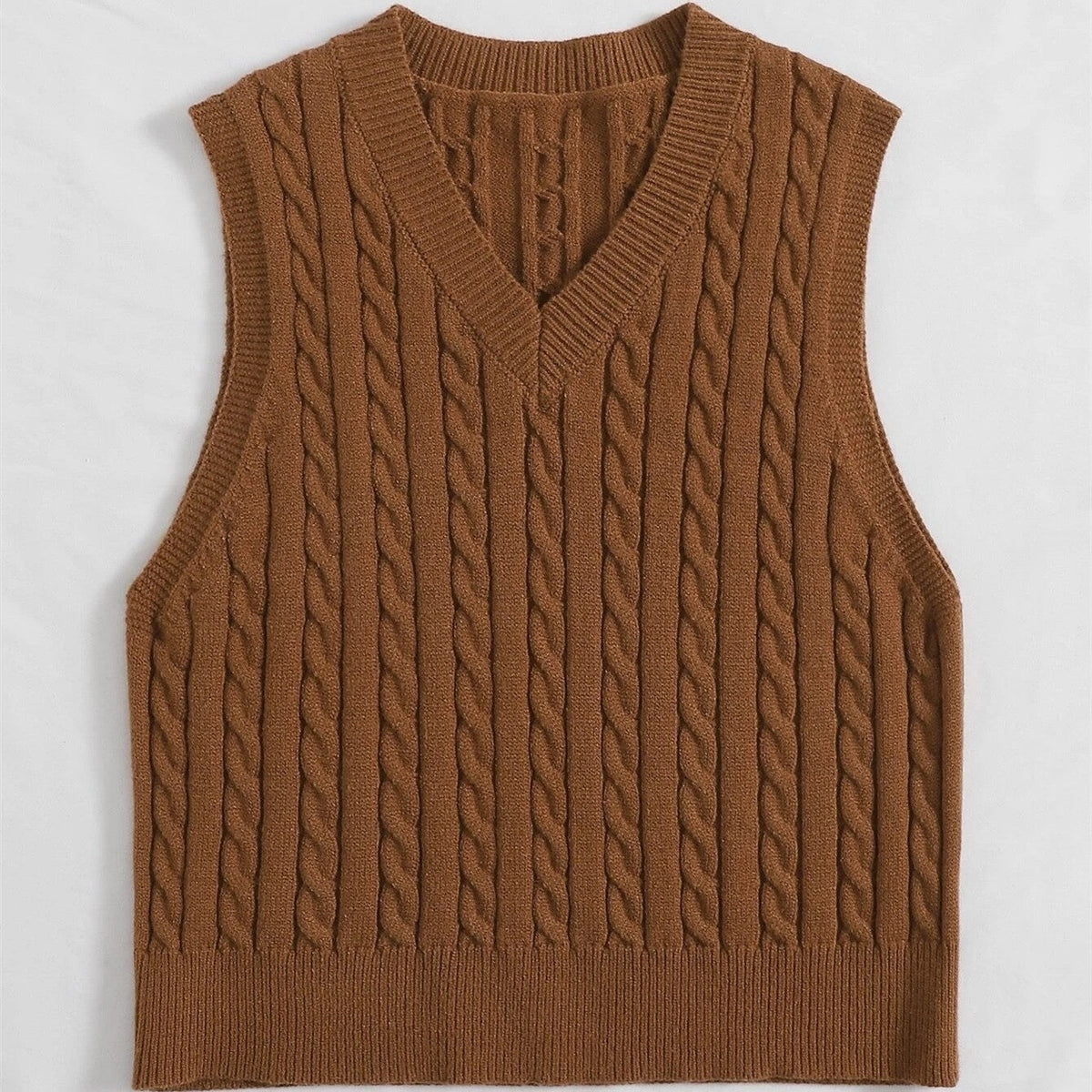 Women's Cable-Knit V-Neck Sweater Vest