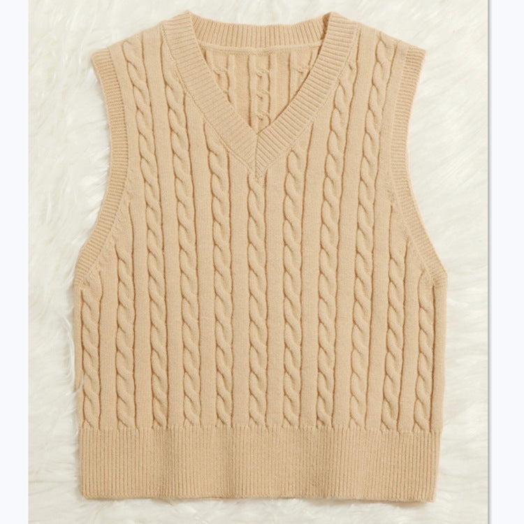 Women's Cable-Knit V-Neck Sweater Vest