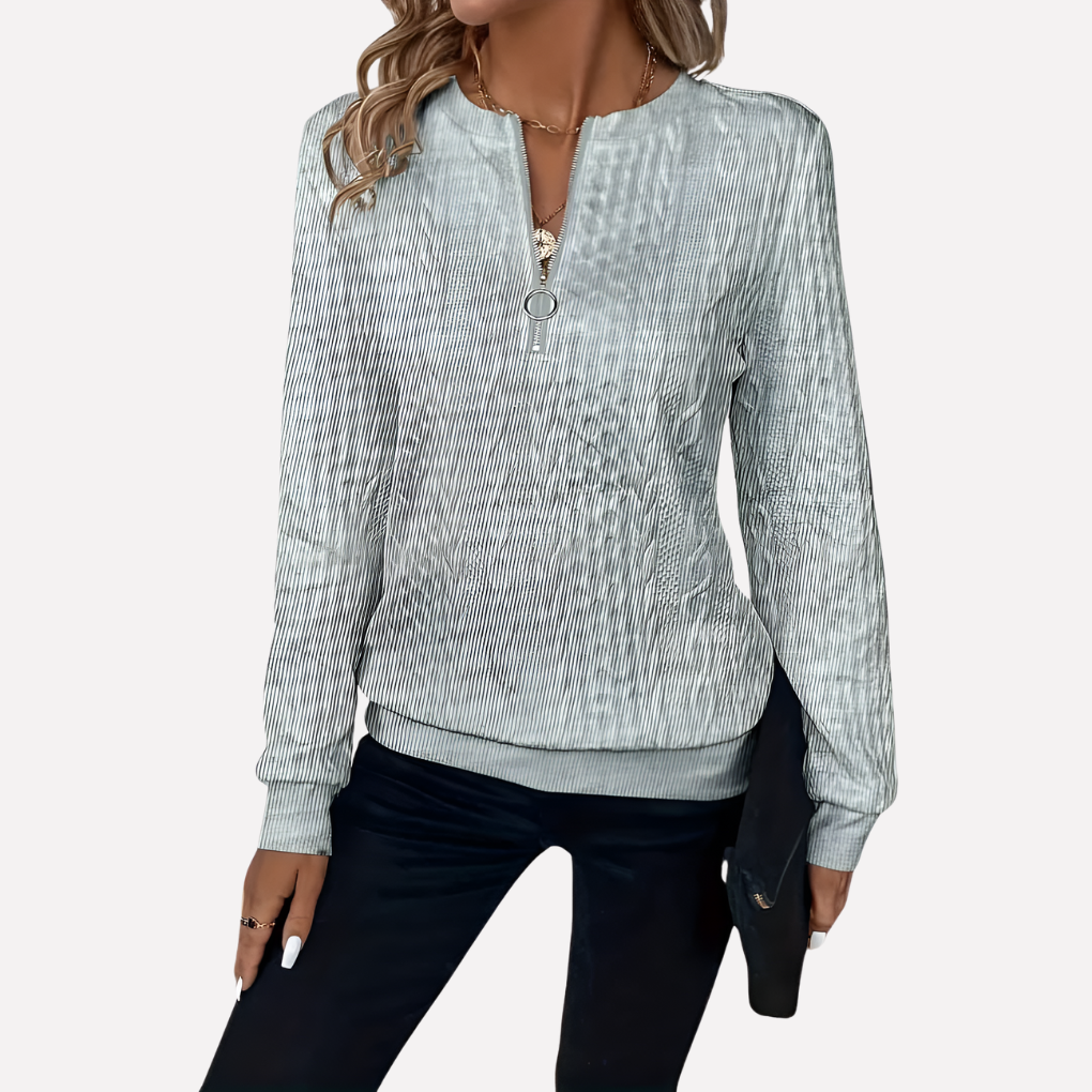 Women's Cable-Knit Zip-Collar Sweater