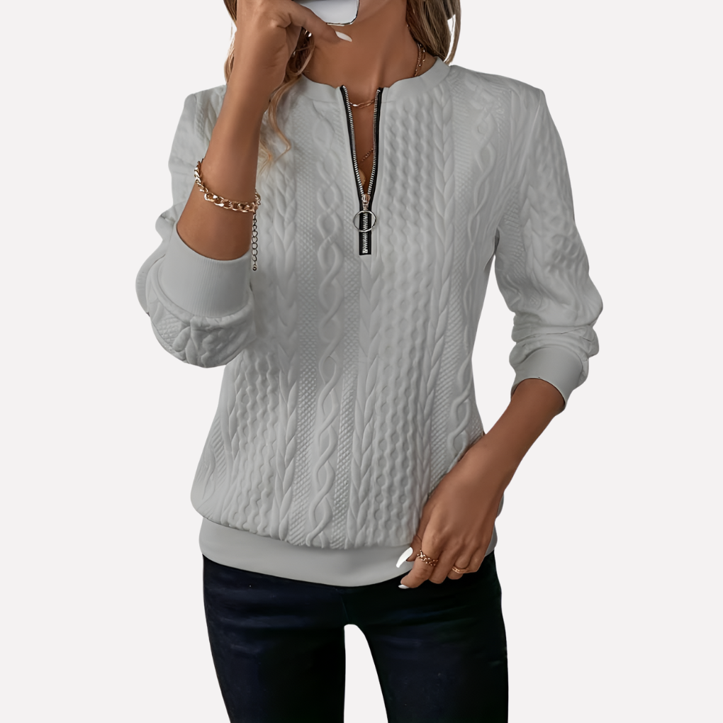 Women's Cable-Knit Zip-Collar Sweater