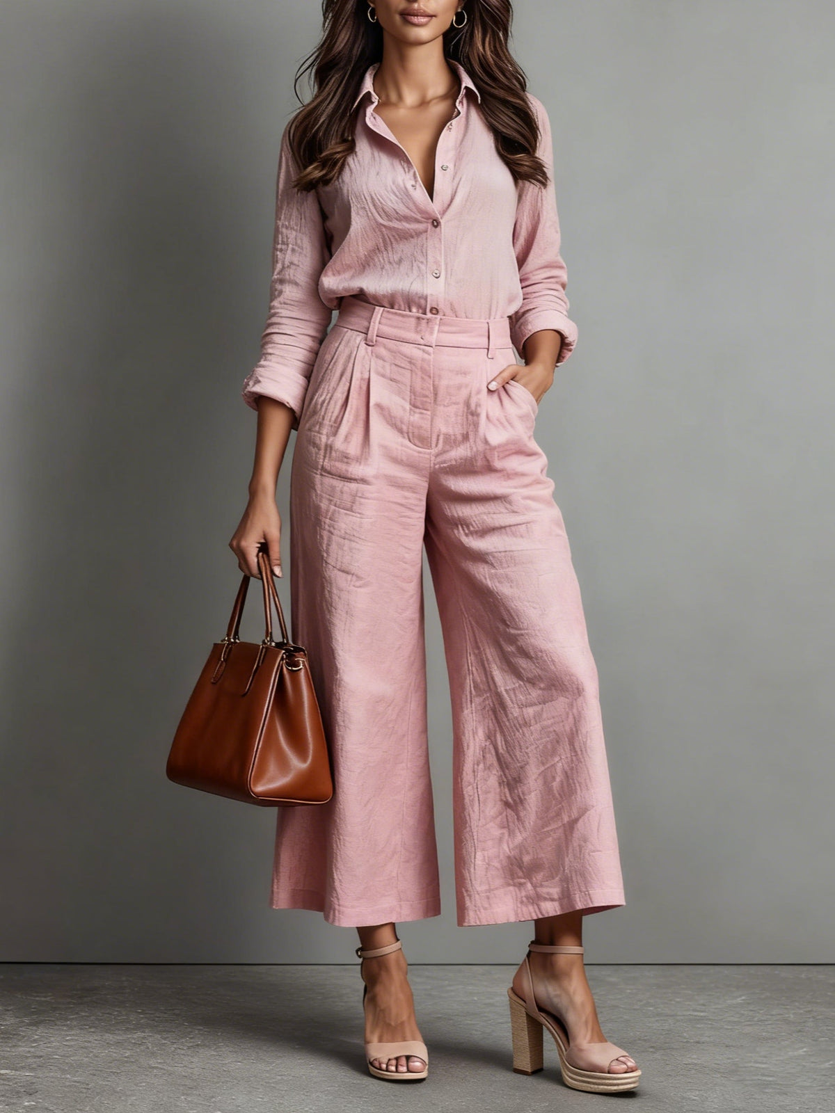 Women's Chic Two-Piece Matching Set with Wide-Leg Pants