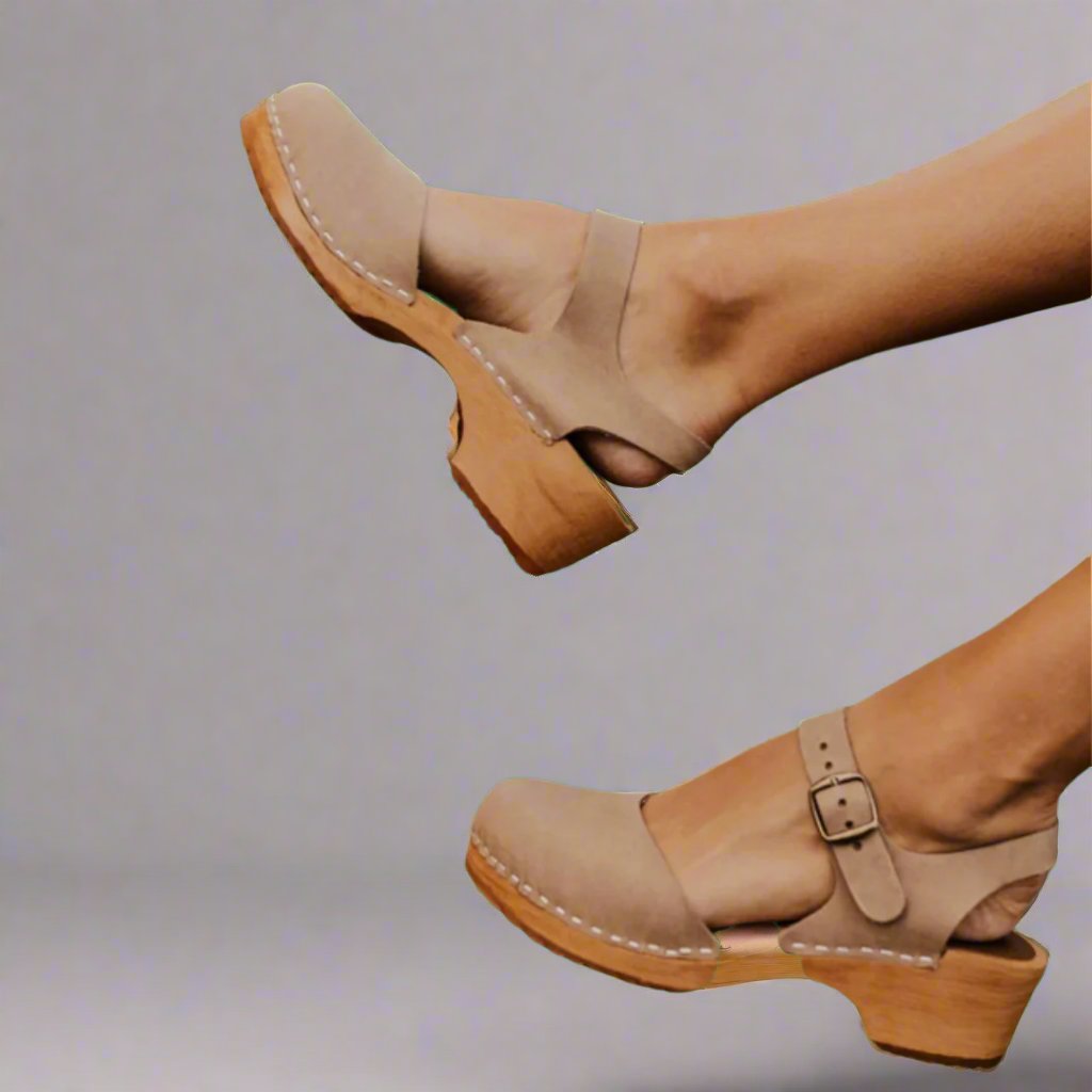 Women's Closed-Toe Platform Clogs with Ankle Strap