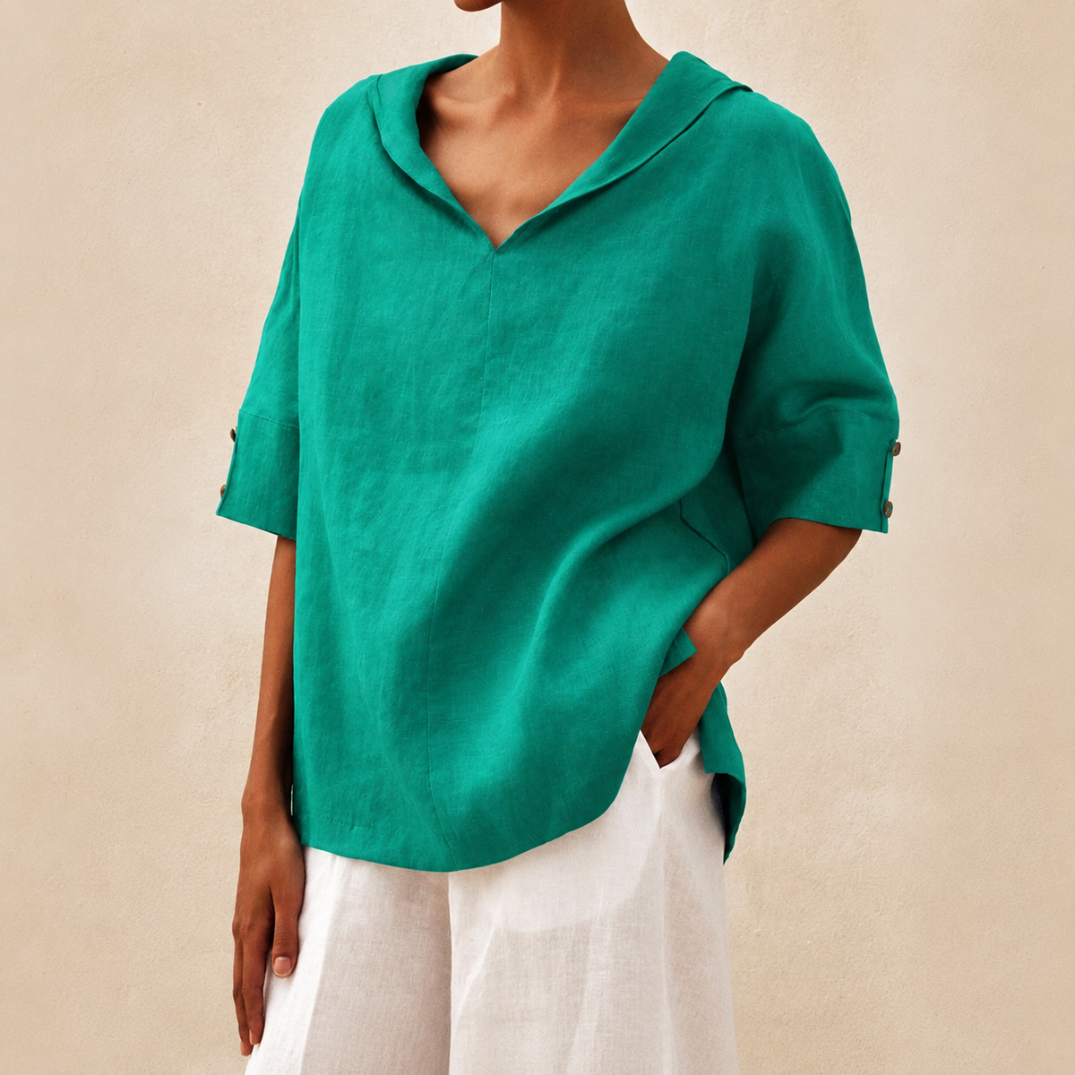 Women's Collared Short Sleeve Blouse