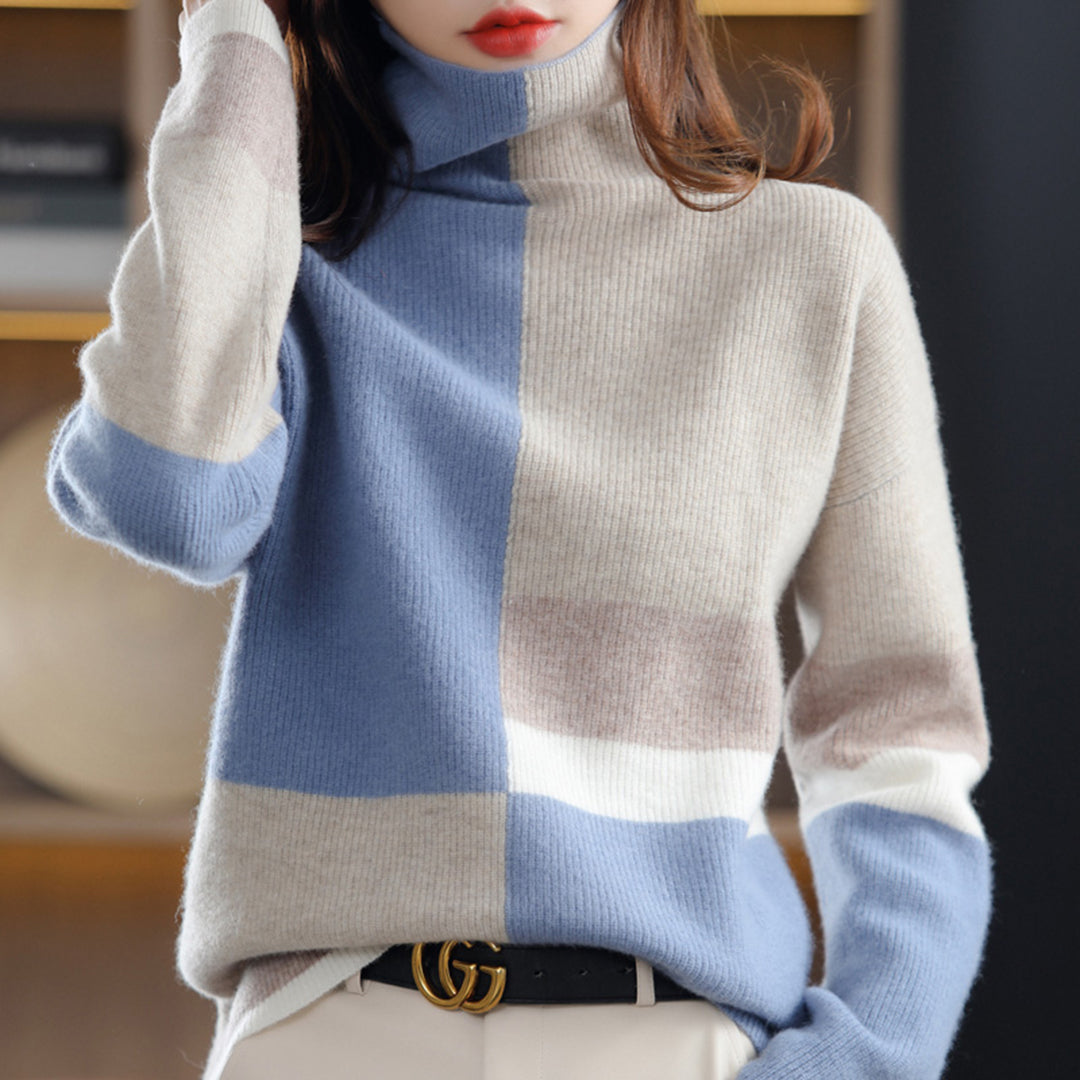 Women's Colorblock Turtleneck Sweater