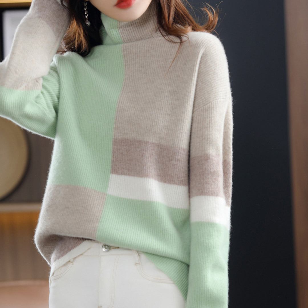 Women's Colorblock Turtleneck Sweater