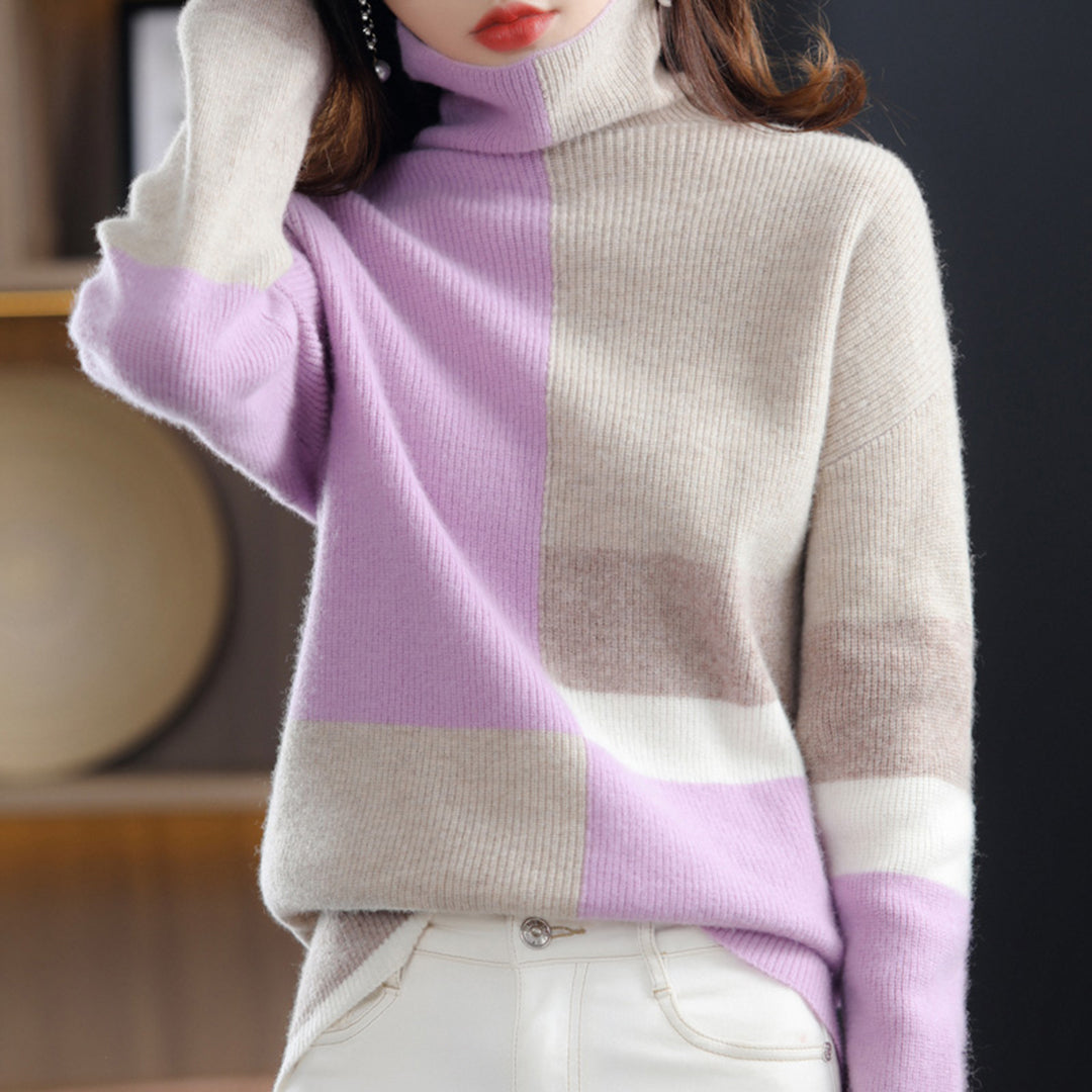 Women's Colorblock Turtleneck Sweater