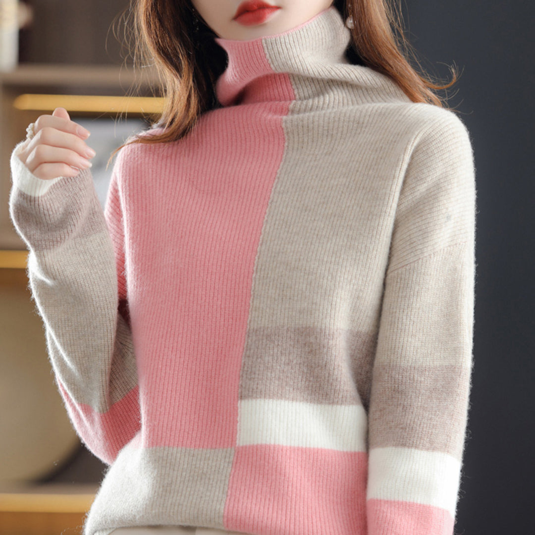 Women's Colorblock Turtleneck Sweater